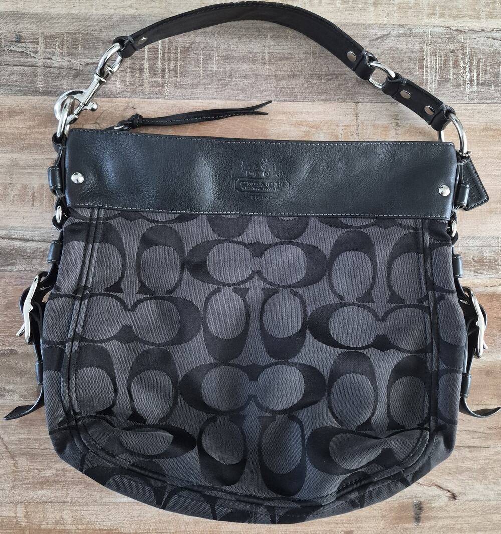 Vintage Coach 12674 Large Signature Zoe Hobo Bag Canvas Leather with Trim